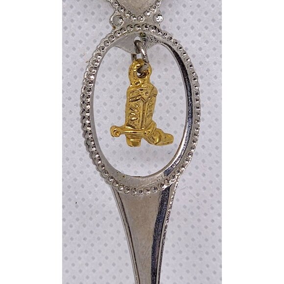 San Antonio Collectible Souvenir Spoon With Texas Map & Gold Boot Charm - Picture 6 of 7